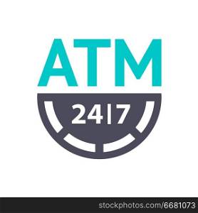 ATM location icon, gray turquoise icon on a white background. New gray turquoise icon on a white background