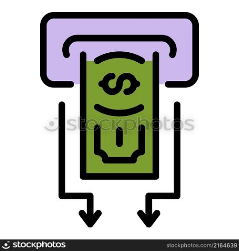 Atm money cash icon. Outline atm money cash vector icon color flat isolated. Atm money cash icon color outline vector