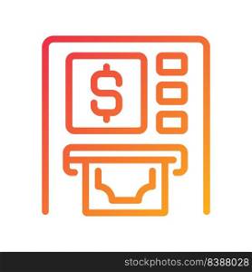 ATM pixel perfect gradient linear vector icon. Automated teller machine. Withdrawing cash. Financial transactions. Thin line color symbol. Modern style pictogram. Vector isolated outline drawing. ATM pixel perfect gradient linear vector icon