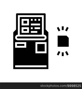 atm with rfid technology glyph icon vector. atm with rfid technology sign. isolated contour symbol black illustration. atm with rfid technology glyph icon vector illustration