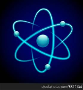 Atom 3d blue abstract nuclear structure science model symbol vector illustration