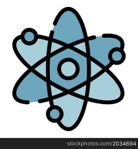 Atom and electrons icon. Outline atom and electrons vector icon color flat isolated. Atom and electrons icon color outline vector