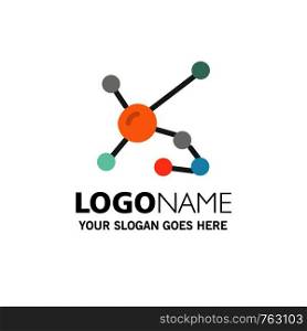 Atom, Biochemistry, Biology, Dna, Genetic Business Logo Template. Flat Color