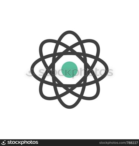 Atom, Biochemistry, Chemistry, Laboratory Flat Color Icon. Vector icon banner Template