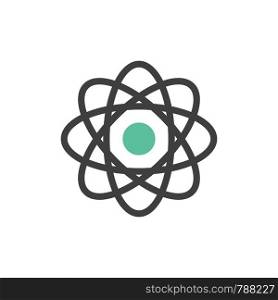Atom, Biochemistry, Chemistry, Laboratory Flat Color Icon. Vector icon banner Template
