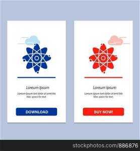 Atom, Chemistry, Molecule, Laboratory Blue and Red Download and Buy Now web Widget Card Template
