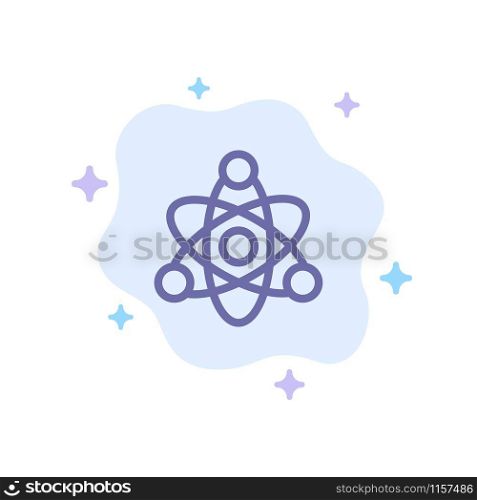 Atom, Educate, Education Blue Icon on Abstract Cloud Background