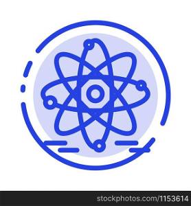 Atom, Education, Nuclear Blue Dotted Line Line Icon