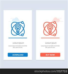 Atom, Education, Nuclear, Bulb Blue and Red Download and Buy Now web Widget Card Template