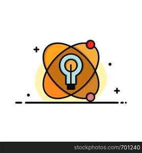 Atom, Education, Nuclear, Bulb Business Logo Template. Flat Color