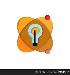 Atom, Education, Nuclear, Bulb  Flat Color Icon. Vector icon banner Template