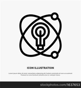 Atom, Education, Nuclear, Bulb Vector Line Icon