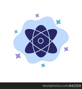 Atom, Education, Physics, Science Blue Icon on Abstract Cloud Background