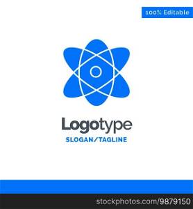 Atom, Education, Physics, Science Blue Solid Logo Template. Place for Tagline