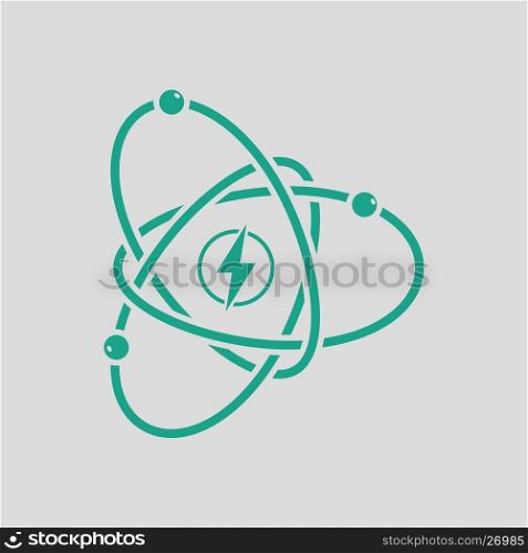 Atom energy icon. Gray background with green. Vector illustration.