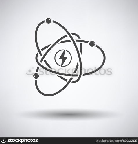 Atom energy icon on gray background, round shadow. Vector illustration.