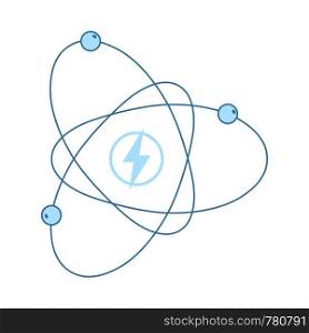 Atom Energy Icon. Thin Line With Blue Fill Design. Vector Illustration.