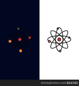 Atom, Energy, Power, Lab Icons. Flat and Line Filled Icon Set Vector Blue Background