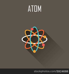 Atom. Flat icon. Vector illustration