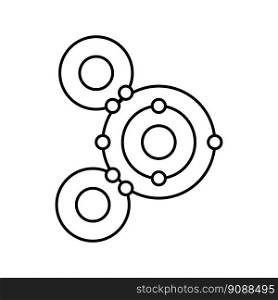 atom molecular structure line icon vector. atom molecular structure sign. isolated contour symbol black illustration. atom molecular structure line icon vector illustration