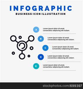 Atom, Molecule, Science Line icon with 5 steps presentation infographics Background