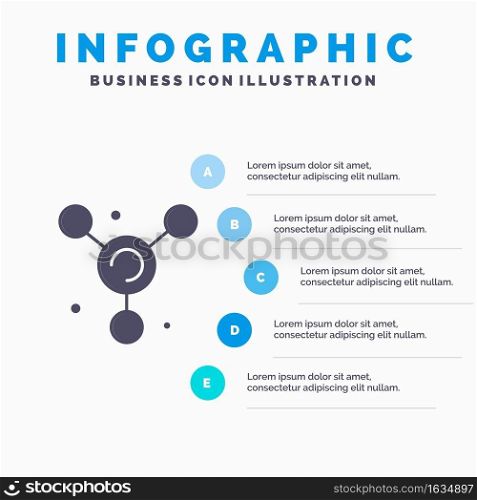 Atom, Molecule, Science Solid Icon Infographics 5 Steps Presentation Background