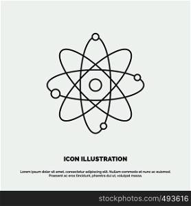 atom, nuclear, molecule, chemistry, science Icon. Line vector gray symbol for UI and UX, website or mobile application. Vector EPS10 Abstract Template background