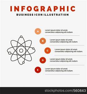 atom, nuclear, molecule, chemistry, science Infographics Template for Website and Presentation. Line Gray icon with Orange infographic style vector illustration. Vector EPS10 Abstract Template background