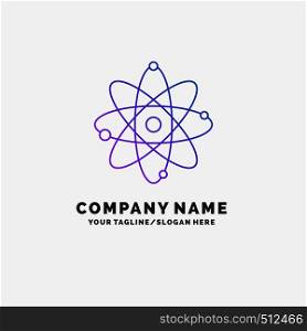 atom, nuclear, molecule, chemistry, science Purple Business Logo Template. Place for Tagline. Vector EPS10 Abstract Template background