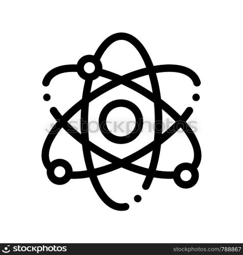 Atom Nucleus And Electron Vector Thin Line Icon. Atom, Organic Cosmetic, Nature Component Linear Pictogram. Eco-friendly, Cruelty-free Product, Molecular Analysis Contour Illustration. Atom Nucleus And Electron Vector Thin Line Icon