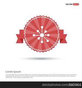 Atom, physics symbol - Red Ribbon banner