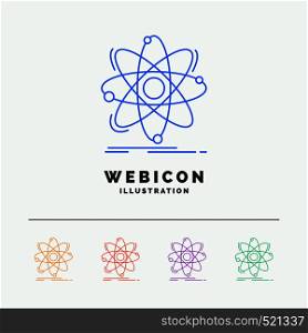 Atom, science, chemistry, Physics, nuclear 5 Color Line Web Icon Template isolated on white. Vector illustration. Vector EPS10 Abstract Template background