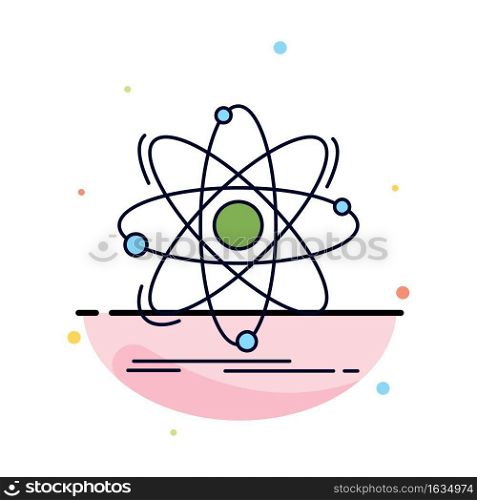 Atom, science, chemistry, Physics, nuclear Flat Color Icon Vector