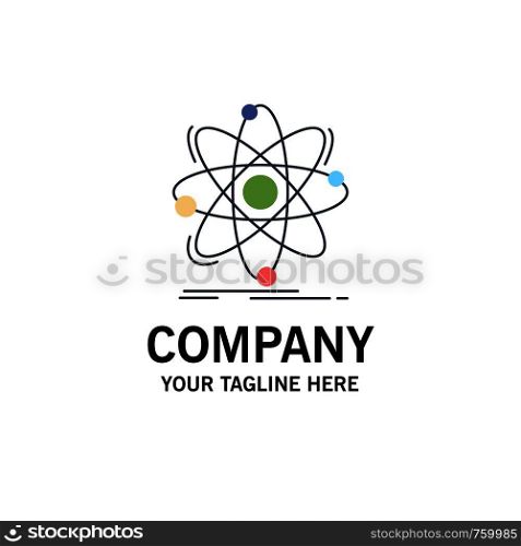 Atom, science, chemistry, Physics, nuclear Flat Color Icon Vector