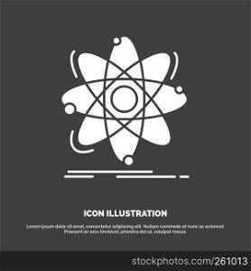 Atom, science, chemistry, Physics, nuclear Icon. glyph vector symbol for UI and UX, website or mobile application