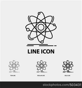 Atom, science, chemistry, Physics, nuclear Icon in Thin, Regular and Bold Line Style. Vector illustration. Vector EPS10 Abstract Template background