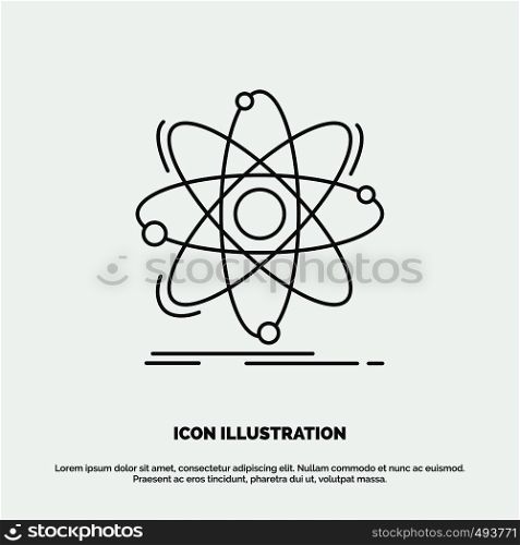 Atom, science, chemistry, Physics, nuclear Icon. Line vector gray symbol for UI and UX, website or mobile application. Vector EPS10 Abstract Template background