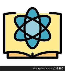 Atom science icon. Outline atom science vector icon color flat isolated. Atom science icon color outline vector