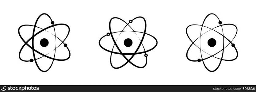 Atom vector icon set. Atom symbol flat collection.