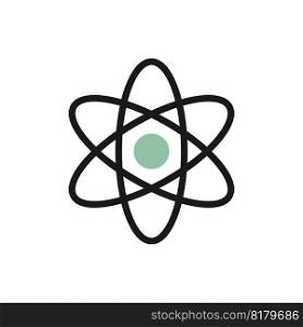 Atom vector line icon, molecular symbol on white background.