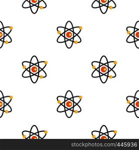 Atom with electrons pattern seamless background in flat style repeat vector illustration. Atom with electrons pattern seamless