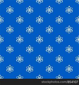Atomic model pattern repeat seamless in blue color for any design. Vector geometric illustration. Atomic model pattern seamless blue