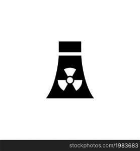 Atomic Nuclear Power Plant. Flat Vector Icon illustration. Simple black symbol on white background. Atomic Nuclear Power Plant sign design template for web and mobile UI element. Atomic Nuclear Power Plant Flat Vector Icon