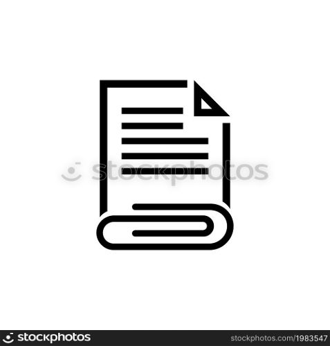 Attached Document, File and Clip Flat Vector Icon illustration. Simple black symbol on white background. Attached Document, File and Clip sign design template for web and mobile UI element. Attached Document, File and Clip Vector Icon