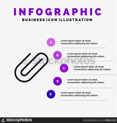 Attachment, Binder, Clip, Paper Solid Icon Infographics 5 Steps Presentation Background