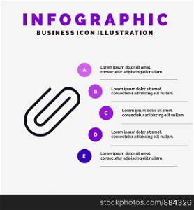 Attachment, Binder, Clip, Paper Solid Icon Infographics 5 Steps Presentation Background