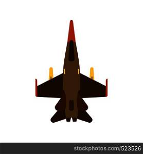 Attack aircraft top view green vector icon. Aviation flight transport with weapon. Speed power vehicle warfare