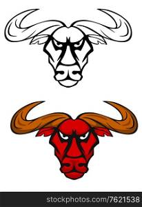 Attack bull head for team mascot or emblem design
