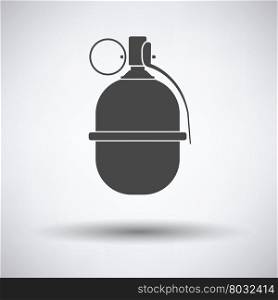 Attack grenade icon on gray background, round shadow. Vector illustration.