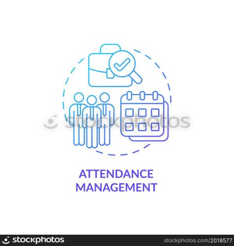 Attendance management blue gradient concept icon. Tracking discipline at work. Control productivity. Employee monitoring abstract idea thin line illustration. Vector isolated outline color drawing. Attendance management blue gradient concept icon
